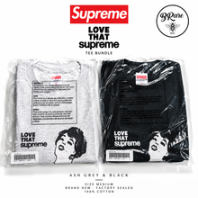 Load image into Gallery viewer, Supreme Love That Tee Bundle (2-Pack) Black & Ash Grey Medium | Brand New Factory Sealed