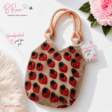 Load image into Gallery viewer, Handcrafted in India Strawberry Beaded Tote Bag🐝👛🍓
