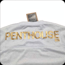 Load image into Gallery viewer, HUF x Penthouse Football Jersey White Gold Size L NWT Rare
