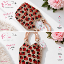 Load image into Gallery viewer, Handcrafted in India Strawberry Beaded Tote Bag🐝👛🍓
