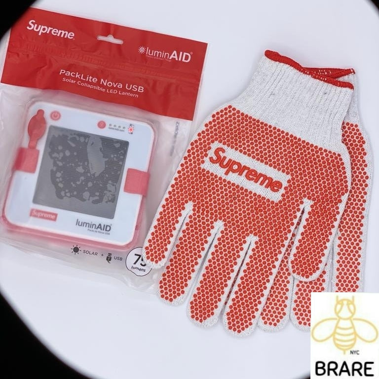 SUPREME LUMINAID PACKLITE NOVA USB RED SS18 and Supreme Grip Gloves Set