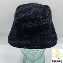 Load image into Gallery viewer, Supreme Embossed Logo Corduroy Camp Cap Black SS18
