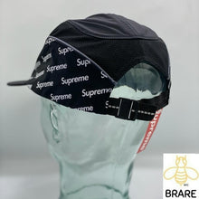 Load image into Gallery viewer, Supreme Black Diagonal Logo Side Panel Camp Mesh Cap
