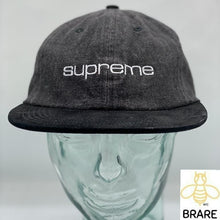 Load image into Gallery viewer, Supreme Denim Suede Compact Logo 6 Panel Black Hat SS18
