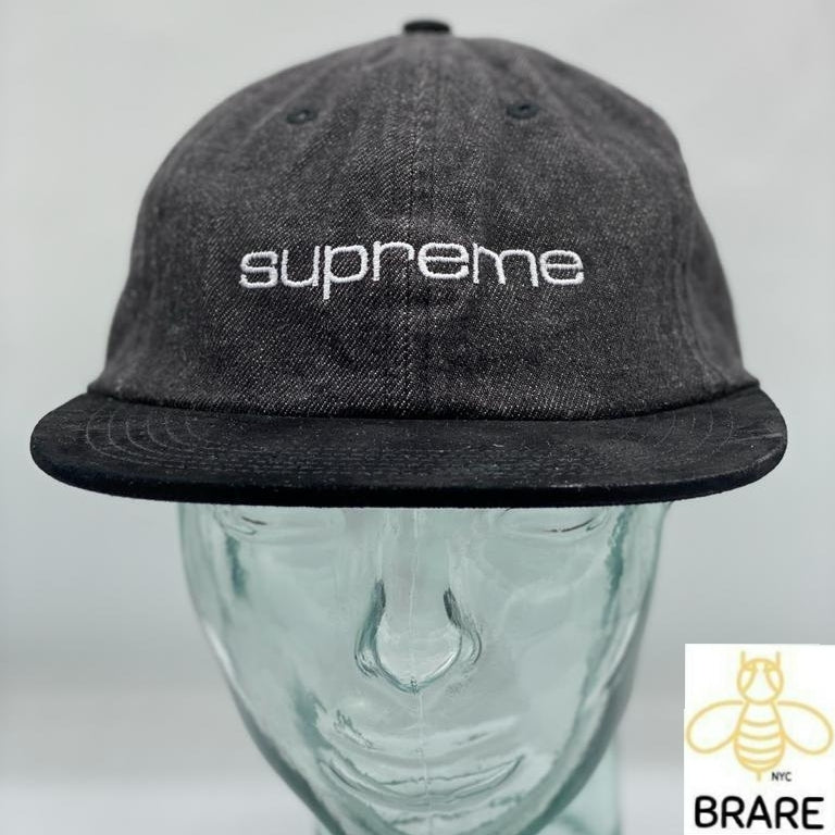 Supreme Denim Suede Compact Logo 6 Panel Black Hat SS18 – BRare NYC