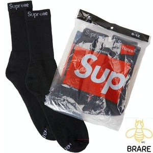 Supreme Hanes Black Crew Socks Men's fits sizes 6-12
